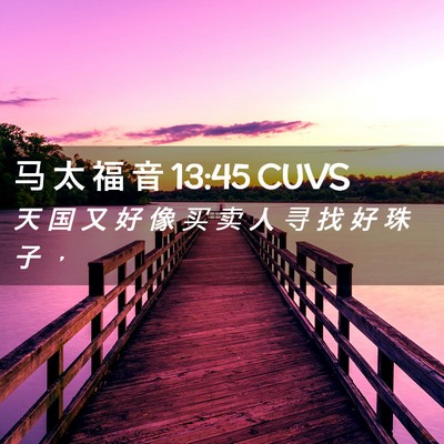 Picture 02 - 马 太 福 音 13:45 CUVS - 天 国 又 好 像 买 卖 人 寻 找 好 珠 - Bible Verse Picture
