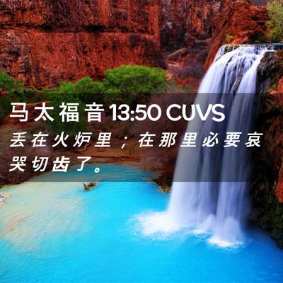 Picture 02 - 马 太 福 音 13:50 CUVS - 丢 在 火 炉 里 ； 在 那 里 必 要 哀 - Bible Verse Picture