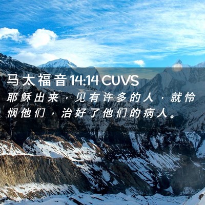 Picture 02 - 马 太 福 音 14:14 CUVS - 耶 稣 出 来 ， 见 有 许 多 的 人 ， - Bible Verse Picture
