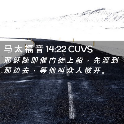 Picture 02 - 马 太 福 音 14:22 CUVS - 耶 稣 随 即 催 门 徒 上 船 ， 先 渡 - Bible Verse Picture