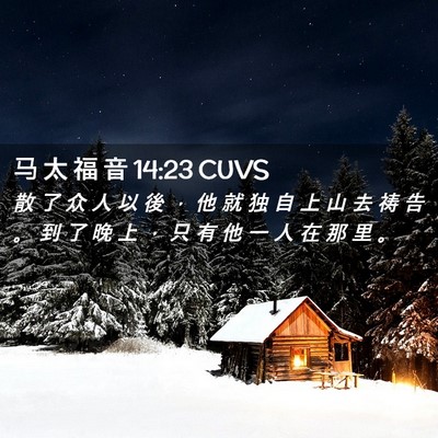 Picture 02 - 马 太 福 音 14:23 CUVS - 散 了 众 人 以 後 ， 他 就 独 自 上 - Bible Verse Picture