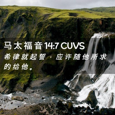 Picture 02 - 马 太 福 音 14:7 CUVS - 希 律 就 起 誓 ， 应 许 随 他 所 求 - Bible Verse Picture
