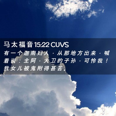 Picture 02 - 马 太 福 音 15:22 CUVS - 有 一 个 迦 南 妇 人 ， 从 那 地 方 - Bible Verse Picture
