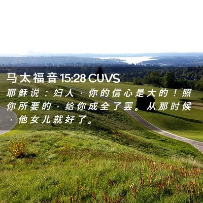 Picture 02 - 马 太 福 音 15:28 CUVS - 耶 稣 说 ： 妇 人 ， 你 的 信 心 是 - Bible Verse Picture