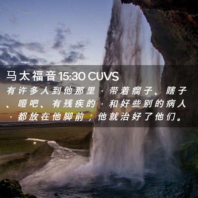 Picture 02 - 马 太 福 音 15:30 CUVS - 有 许 多 人 到 他 那 里 ， 带 着 瘸 - Bible Verse Picture