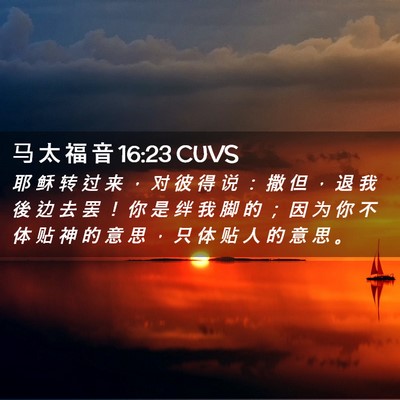 Picture 02 - 马 太 福 音 16:23 CUVS - 耶 稣 转 过 来 ， 对 彼 得 说 ： 撒 - Bible Verse Picture