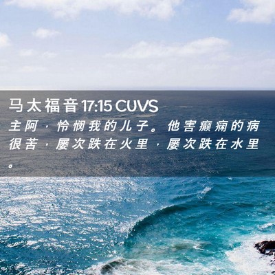 Picture 02 - 马 太 福 音 17:15 CUVS - 主 阿 ， 怜 悯 我 的 儿 子 。 他 害 - Bible Verse Picture
