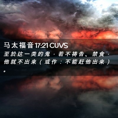 Picture 02 - 马 太 福 音 17:21 CUVS - 至 於 这 一 类 的 鬼 ， 若 不 祷 告 - Bible Verse Picture