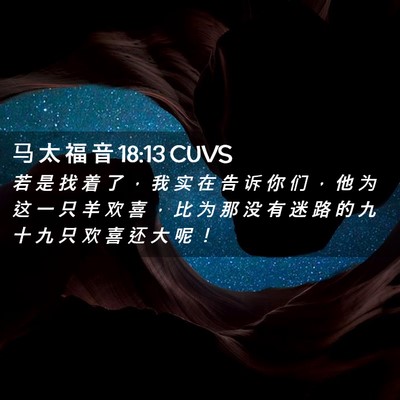 Picture 02 - 马 太 福 音 18:13 CUVS - 若 是 找 着 了 ， 我 实 在 告 诉 你 - Bible Verse Picture