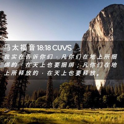 Picture 02 - 马 太 福 音 18:18 CUVS - 我 实 在 告 诉 你 们 ， 凡 你 们 在 - Bible Verse Picture