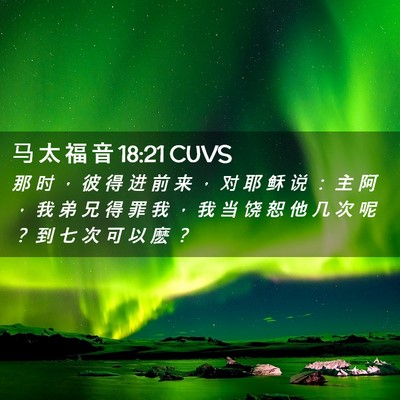 Picture 02 - 马 太 福 音 18:21 CUVS - 那 时 ， 彼 得 进 前 来 ， 对 耶 稣 - Bible Verse Picture