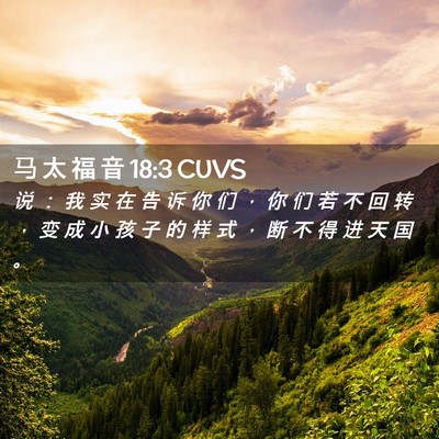 Picture 02 - 马 太 福 音 18:3 CUVS - 说 ： 我 实 在 告 诉 你 们 ， 你 们 - Bible Verse Picture