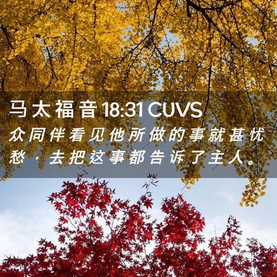Picture 02 - 马 太 福 音 18:31 CUVS - 众 同 伴 看 见 他 所 做 的 事 就 甚 - Bible Verse Picture