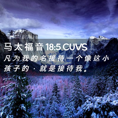 Picture 02 - 马 太 福 音 18:5 CUVS - 凡 为 我 的 名 接 待 一 个 像 这 小 - Bible Verse Picture