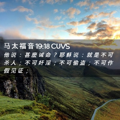 Picture 02 - 马 太 福 音 19:18 CUVS - 他 说 ： 甚 麽 诫 命 ？ 耶 稣 说 ： - Bible Verse Picture