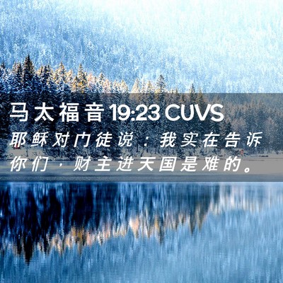 Picture 02 - 马 太 福 音 19:23 CUVS - 耶 稣 对 门 徒 说 ： 我 实 在 告 诉 - Bible Verse Picture