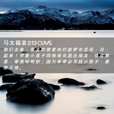 Picture 02 - 马 太 福 音 2:13 CUVS - 他 们 去 後 ， 有 主 的 使 者 向 约 - Bible Verse Picture
