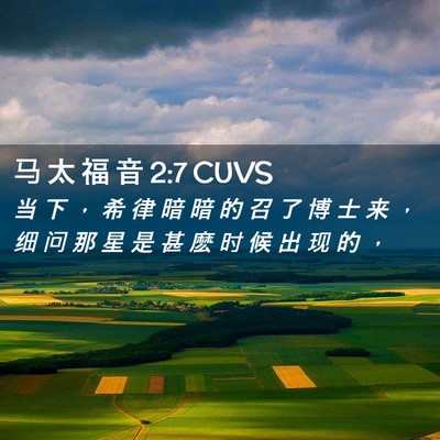Picture 02 - 马 太 福 音 2:7 CUVS - 当 下 ， 希 律 暗 暗 的 召 了 博 士 - Bible Verse Picture