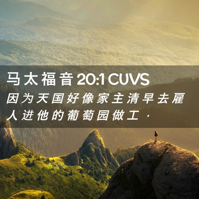 Picture 02 - 马 太 福 音 20:1 CUVS - 因 为 天 国 好 像 家 主 清 早 去 雇 - Bible Verse Picture