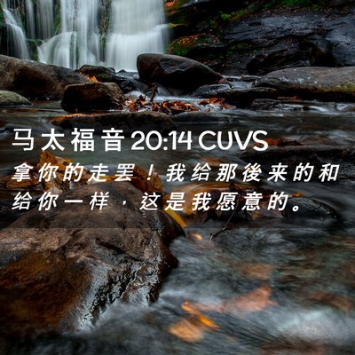 Picture 02 - 马 太 福 音 20:14 CUVS - 拿 你 的 走 罢 ！ 我 给 那 後 来 的 - Bible Verse Picture