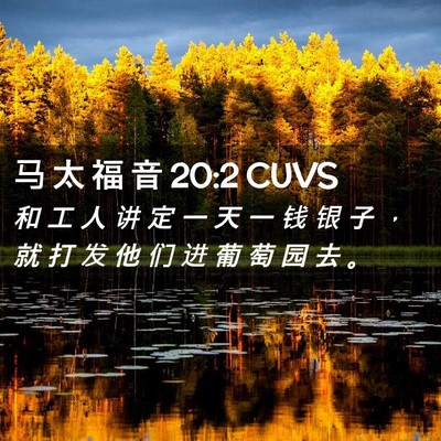 Picture 02 - 马 太 福 音 20:2 CUVS - 和 工 人 讲 定 一 天 一 钱 银 子 ， - Bible Verse Picture