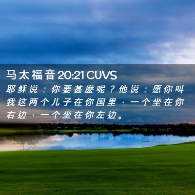 Picture 02 - 马 太 福 音 20:21 CUVS - 耶 稣 说 ： 你 要 甚 麽 呢 ？ 他 说 - Bible Verse Picture