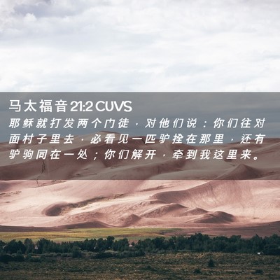 Picture 02 - 马 太 福 音 21:2 CUVS - 耶 稣 就 打 发 两 个 门 徒 ， 对 他 - Bible Verse Picture