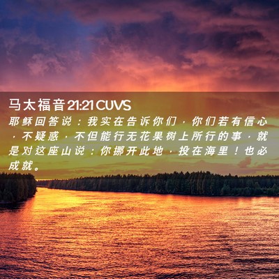 Picture 02 - 马 太 福 音 21:21 CUVS - 耶 稣 回 答 说 ： 我 实 在 告 诉 你 - Bible Verse Picture
