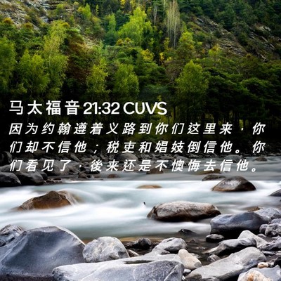 Picture 02 - 马 太 福 音 21:32 CUVS - 因 为 约 翰 遵 着 义 路 到 你 们 这 - Bible Verse Picture