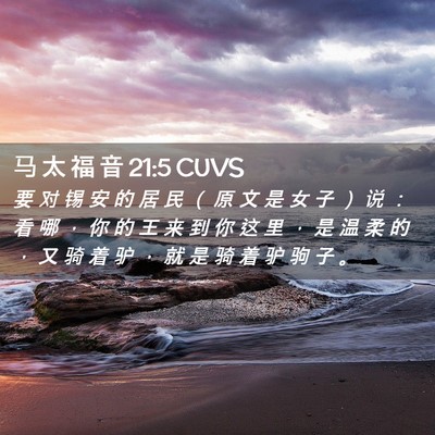 Picture 02 - 马 太 福 音 21:5 CUVS - 要 对 锡 安 的 居 民 （ 原 文 是 女 - Bible Verse Picture