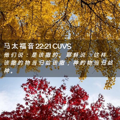 Picture 02 - 马 太 福 音 22:21 CUVS - 他 们 说 ： 是 该 撒 的 。 耶 稣 说 - Bible Verse Picture
