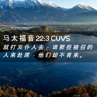 Picture 02 - 马 太 福 音 22:3 CUVS - 就 打 发 仆 人 去 ， 请 那 些 被 召 - Bible Verse Picture