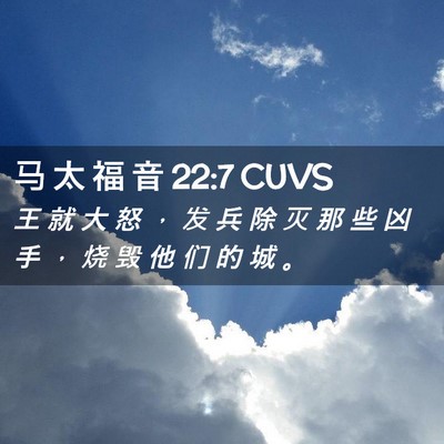 Picture 02 - 马 太 福 音 22:7 CUVS - 王 就 大 怒 ， 发 兵 除 灭 那 些 凶 - Bible Verse Picture