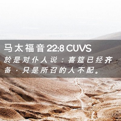 Picture 02 - 马 太 福 音 22:8 CUVS - 於 是 对 仆 人 说 ： 喜 筵 已 经 齐 - Bible Verse Picture