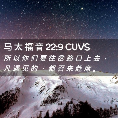Picture 02 - 马 太 福 音 22:9 CUVS - 所 以 你 们 要 往 岔 路 口 上 去 ， - Bible Verse Picture