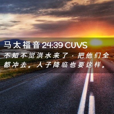 Picture 02 - 马 太 福 音 24:39 CUVS - 不 知 不 觉 洪 水 来 了 ， 把 他 们 - Bible Verse Picture