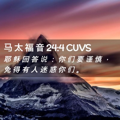 Picture 02 - 马 太 福 音 24:4 CUVS - 耶 稣 回 答 说 ： 你 们 要 谨 慎 ， - Bible Verse Picture