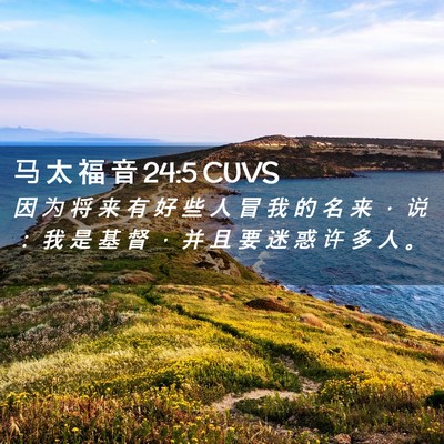Picture 02 - 马 太 福 音 24:5 CUVS - 因 为 将 来 有 好 些 人 冒 我 的 名 - Bible Verse Picture