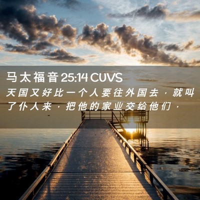 Picture 02 - 马 太 福 音 25:14 CUVS - 天 国 又 好 比 一 个 人 要 往 外 国 - Bible Verse Picture