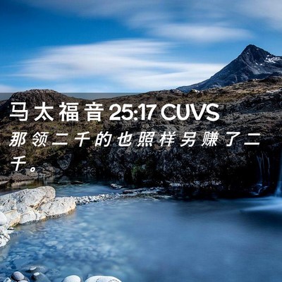 Picture 02 - 马 太 福 音 25:17 CUVS - 那 领 二 千 的 也 照 样 另 赚 了 二 - Bible Verse Picture