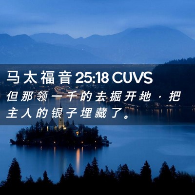 Picture 02 - 马 太 福 音 25:18 CUVS - 但 那 领 一 千 的 去 掘 开 地 ， 把 - Bible Verse Picture