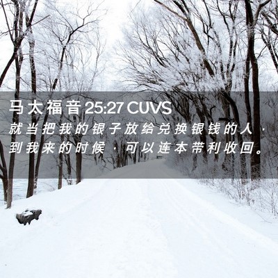 Picture 02 - 马 太 福 音 25:27 CUVS - 就 当 把 我 的 银 子 放 给 兑 换 银 - Bible Verse Picture