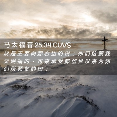 Picture 02 - 马 太 福 音 25:34 CUVS - 於 是 王 要 向 那 右 边 的 说 ： 你 - Bible Verse Picture