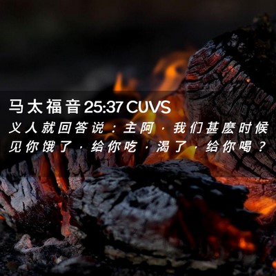 Picture 02 - 马 太 福 音 25:37 CUVS - 义 人 就 回 答 说 ： 主 阿 ， 我 们 - Bible Verse Picture