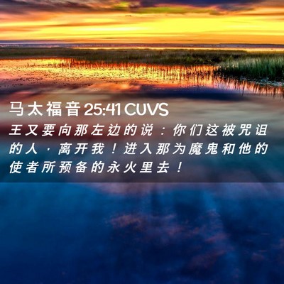 Picture 02 - 马 太 福 音 25:41 CUVS - 王 又 要 向 那 左 边 的 说 ： 你 们 - Bible Verse Picture
