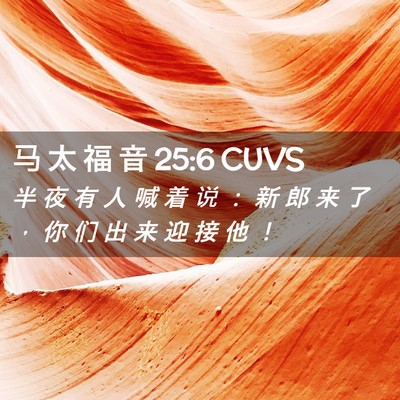 Picture 02 - 马 太 福 音 25:6 CUVS - 半 夜 有 人 喊 着 说 ： 新 郎 来 了 - Bible Verse Picture