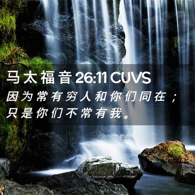 Picture 02 - 马 太 福 音 26:11 CUVS - 因 为 常 有 穷 人 和 你 们 同 在 ； - Bible Verse Picture