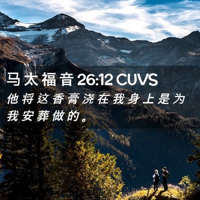 Picture 02 - 马 太 福 音 26:12 CUVS - 他 将 这 香 膏 浇 在 我 身 上 是 为 - Bible Verse Picture