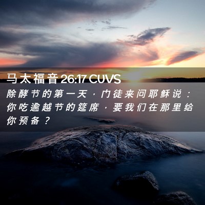 Picture 02 - 马 太 福 音 26:17 CUVS - 除 酵 节 的 第 一 天 ， 门 徒 来 问 - Bible Verse Picture