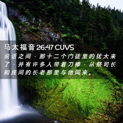 Picture 02 - 马 太 福 音 26:47 CUVS - 说 话 之 间 ， 那 十 二 个 门 徒 里 - Bible Verse Picture